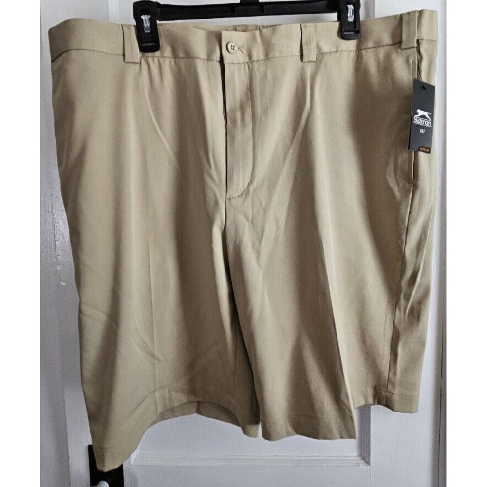 NWT SLAZENGER HYDRO DRI GOLF SHORTS MENS Sz W 42 Flat TAN BROWN
